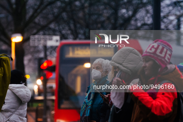 

Passengers are seen waiting for the street bahn in Cologne, Germany on January 25, 2023, as the state government of NRW is dropping the ma...