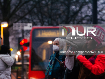 

Passengers are seen waiting for the street bahn in Cologne, Germany on January 25, 2023, as the state government of NRW is dropping the ma...