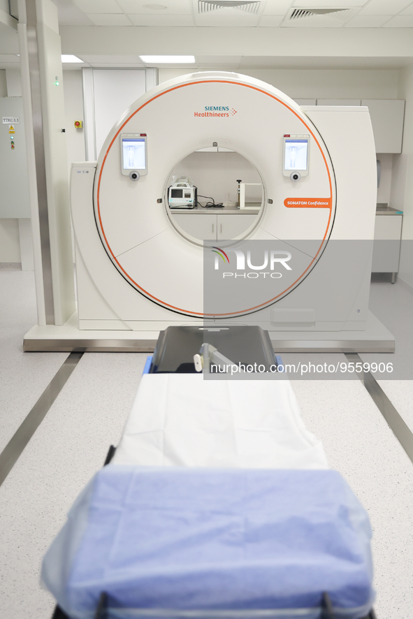 Siemens Healthineers Somatom Confidence scanneris seen in the University Hospital in Krakow, Poland on February 3, 2023. 