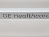 GE Healthcare logo is seen on a medical equipment in the University Hospital in Krakow, Poland on February 3, 2023. (