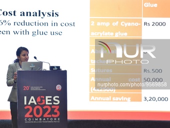 Dr. Gayatri Rangra speaks during IAGES 2023, Indian association of gastrointestinal endo surgeons on laproscopic hernia surgery , in Coimbat...