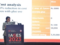 Dr. Gayatri Rangra speaks during IAGES 2023, Indian association of gastrointestinal endo surgeons on laproscopic hernia surgery , in Coimbat...