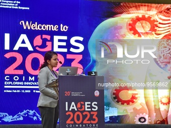 Dr. Gayatri Rangra speaks during IAGES 2023, Indian association of gastrointestinal endo surgeons on laproscopic hernia surgery , in Coimbat...