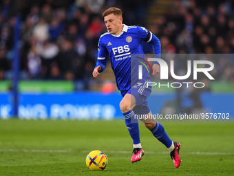 Harvey Barnes of Leicester City in action during the Premier League match between Leicester City and Tottenham Hotspur at the King Power Sta...