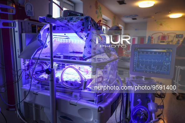 Incubators with the quintuplets, which were born in the University Hospital in Krakow, Poland on February 14, 2023. Three girls and two boys...