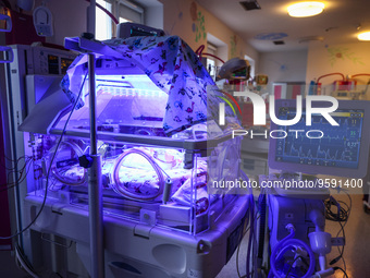 Incubators with the quintuplets, which were born in the University Hospital in Krakow, Poland on February 14, 2023. Three girls and two boys...