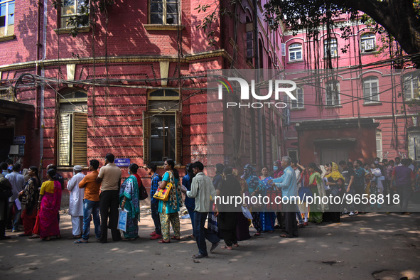 Patients and their relatives wait for treatment at a government-run hospital amid the spread of Adenovirus In Kolkata, India on 27 February...