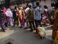 Patients and their relatives wait for treatment at a government-run hospital amid the spread of Adenovirus In Kolkata, India on 27 February...