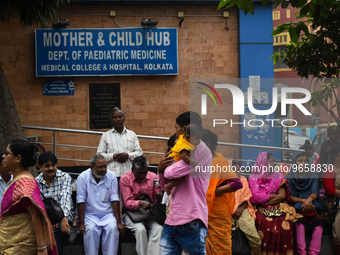 Patients and their relatives wait for treatment at a government-run hospital amid the spread of Adenovirus In Kolkata, India on 27 February...