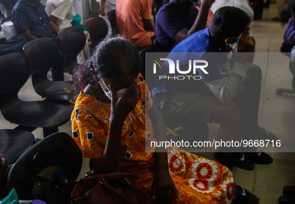 Patients wait for treatment at a National Hospital Colombo as health workers hold a work strike in Colombo on March 01, 2022. Number of trad...