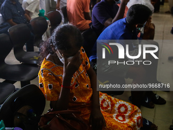 Patients wait for treatment at a National Hospital Colombo as health workers hold a work strike in Colombo on March 01, 2022. Number of trad...