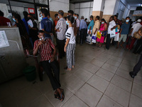 Patients wait for treatment at a National Hospital Colombo as health workers hold a work strike in Colombo on March 01, 2022. Number of trad...