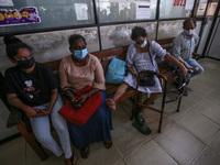 Patients wait for treatment at a National Hospital Colombo as health workers hold a work strike in Colombo on March 01, 2022. Number of trad...