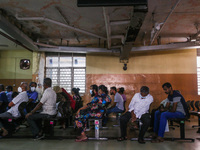 Patients wait for treatment at a National Hospital Colombo as health workers hold a work strike in Colombo on March 01, 2022. Number of trad...