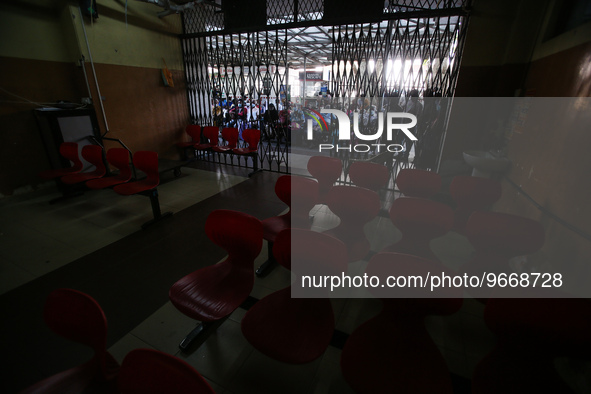 Patients wait for treatment at a National Hospital Colombo as health workers hold a work strike in Colombo on March 01, 2022. Number of trad...