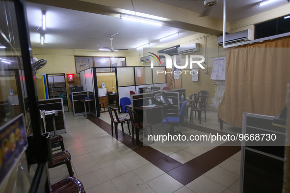 A deserted National Hospital Colombo as health workers hold a work strike in Colombo on March 01, 2022. Number of trade unions in the essent...