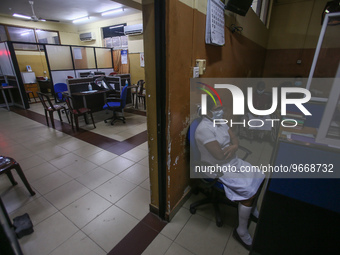 A deserted National Hospital Colombo as health workers hold a work strike in Colombo on March 01, 2022. Number of trade unions in the essent...