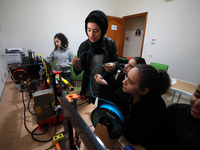 Palestinian female students in 3D Printing training at Spark for Innovation and Creativity. in Gaza City on February 28, 2023. 
 (