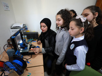 Palestinian female students in 3D Printing training at Spark for Innovation and Creativity. in Gaza City on February 28, 2023. 
 (