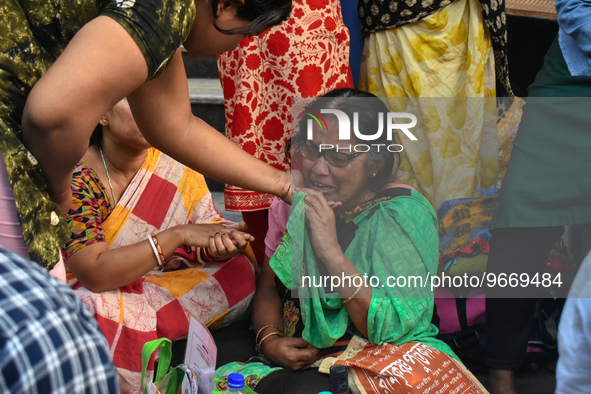 Patients' relatives mourns after a child died due to To Respiratory Infections with Adenovirus symptoms outside a Hospital in Kolkata, India...