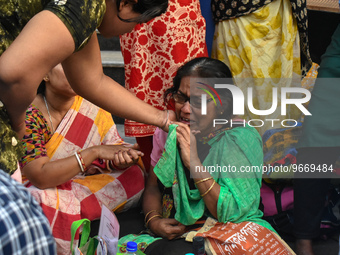 Patients' relatives mourns after a child died due to To Respiratory Infections with Adenovirus symptoms outside a Hospital in Kolkata, India...