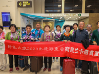 The first group of Chinese tourists who came to Sri Lanka after the COVID pandemic on March 1, 2023, in Katunayake, Sri Lanka.  A Sri Lankan...