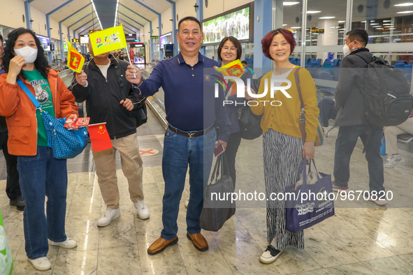 The first group of Chinese tourists who came to Sri Lanka after the COVID pandemic on March 1, 2023, in Katunayake, Sri Lanka.  A Sri Lankan...