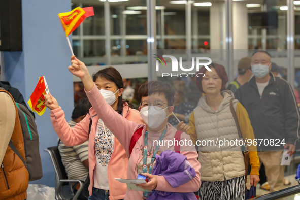 The first group of Chinese tourists who came to Sri Lanka after the COVID pandemic on March 1, 2023, in Katunayake, Sri Lanka.  A Sri Lankan...