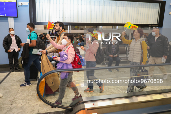 The first group of Chinese tourists who came to Sri Lanka after the COVID pandemic on March 1, 2023, in Katunayake, Sri Lanka.  A Sri Lankan...