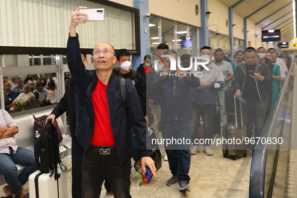 The first group of Chinese tourists who came to Sri Lanka after the COVID pandemic on March 1, 2023, in Katunayake, Sri Lanka.  A Sri Lankan...