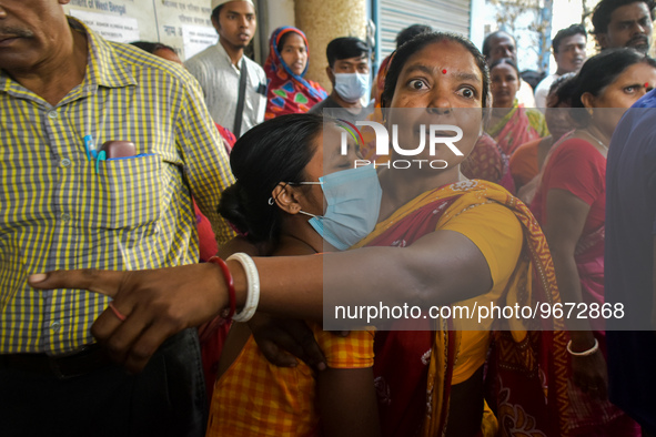 Patients' relatives reacts after a child died due to To Respiratory Infections outside a Hospital in Kolkata, India on 2 March 2023. The eas...