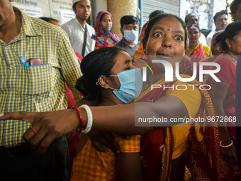 Patients' relatives reacts after a child died due to To Respiratory Infections outside a Hospital in Kolkata, India on 2 March 2023. The eas...