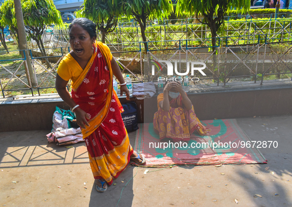 Patients' relatives reacts after a child died due to To Respiratory Infections outside a Hospital in Kolkata, India on 2 March 2023. The eas...