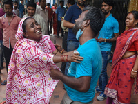 Patients' relatives mourn after a child died due to To Respiratory Infections outside a Hospital in Kolkata, India on 2 March 2023. The east...