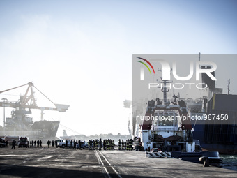 Italian-owned Norman Atlantic ferry moored at the pier at the port of Brindisi, on January 2, 2015. Bari prosecutor Giuseppe Volpe ordered t...