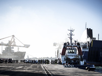 Italian-owned Norman Atlantic ferry moored at the pier at the port of Brindisi, on January 2, 2015. Bari prosecutor Giuseppe Volpe ordered t...