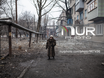 A district of Debaltsevo, Ukraine, heavly damaged by shelling on 2nd March 2015. The city was badly damaged by shelling(