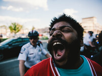 A protester is seen during a solidarity march with Baltimore MD. May,2,2015 on High St. in Columbus Ohio, the solidarity march was also mean...