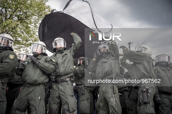 Riot against Police during the rally of anti G7-protesters in Garmisch-Partenkirchen, southern Germany on June 6, 2015, ahead of the G7 summ...