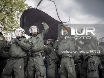 Riot against Police during the rally of anti G7-protesters in Garmisch-Partenkirchen, southern Germany on June 6, 2015, ahead of the G7 summ...