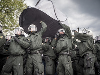 Riot against Police during the rally of anti G7-protesters in Garmisch-Partenkirchen, southern Germany on June 6, 2015, ahead of the G7 summ...