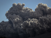 KARO, INDONESIA - JUNE 29: A volcanic plume forms as Mount Sinabung undergoes a volcanic spew on June 29, 2015 in Karo, Indonesia. Over 10,0...