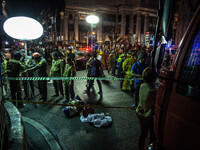 Crime scene is seen after a bomb exploded outside a religious shrine in central Bangkok, Thailand on August 17, 2015.  An explosion at Erawa...