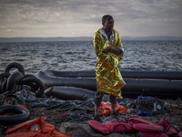 Refugees and Migrants arrive on the Greek Island of Lesbos after crossing the Aegean sea from Turkey on October 10, 2015. More than 400,000...