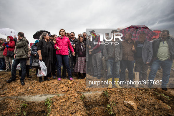 Funeral of funeral of Sarigul Tuylu a mother of two that was killed in Saturday's bombing attacks in Ankara, Turkey, during her funeral in I...