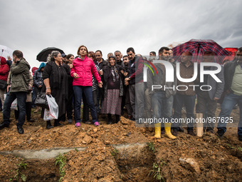 Funeral of funeral of Sarigul Tuylu a mother of two that was killed in Saturday's bombing attacks in Ankara, Turkey, during her funeral in I...