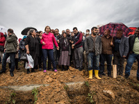 Funeral of funeral of Sarigul Tuylu a mother of two that was killed in Saturday's bombing attacks in Ankara, Turkey, during her funeral in I...