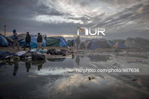 Daily life of refugees in the &quot;Jungle&quot; migrants camp in the northern French city of Calais on November 3, 2015. 
Winter is coming...