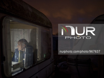 Daily life of refugees at the so-called &quot;Jungle&quot; migrant camp in the northern French city of Calais on November 7, 2015. 
Winter i...