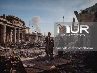 Kurdish Peshmerga soldiers on November 14, 2015 in Sinjar, Iraq. Kurdish forces, with the aid of months of U.S.-led coalition airstrikes, li...